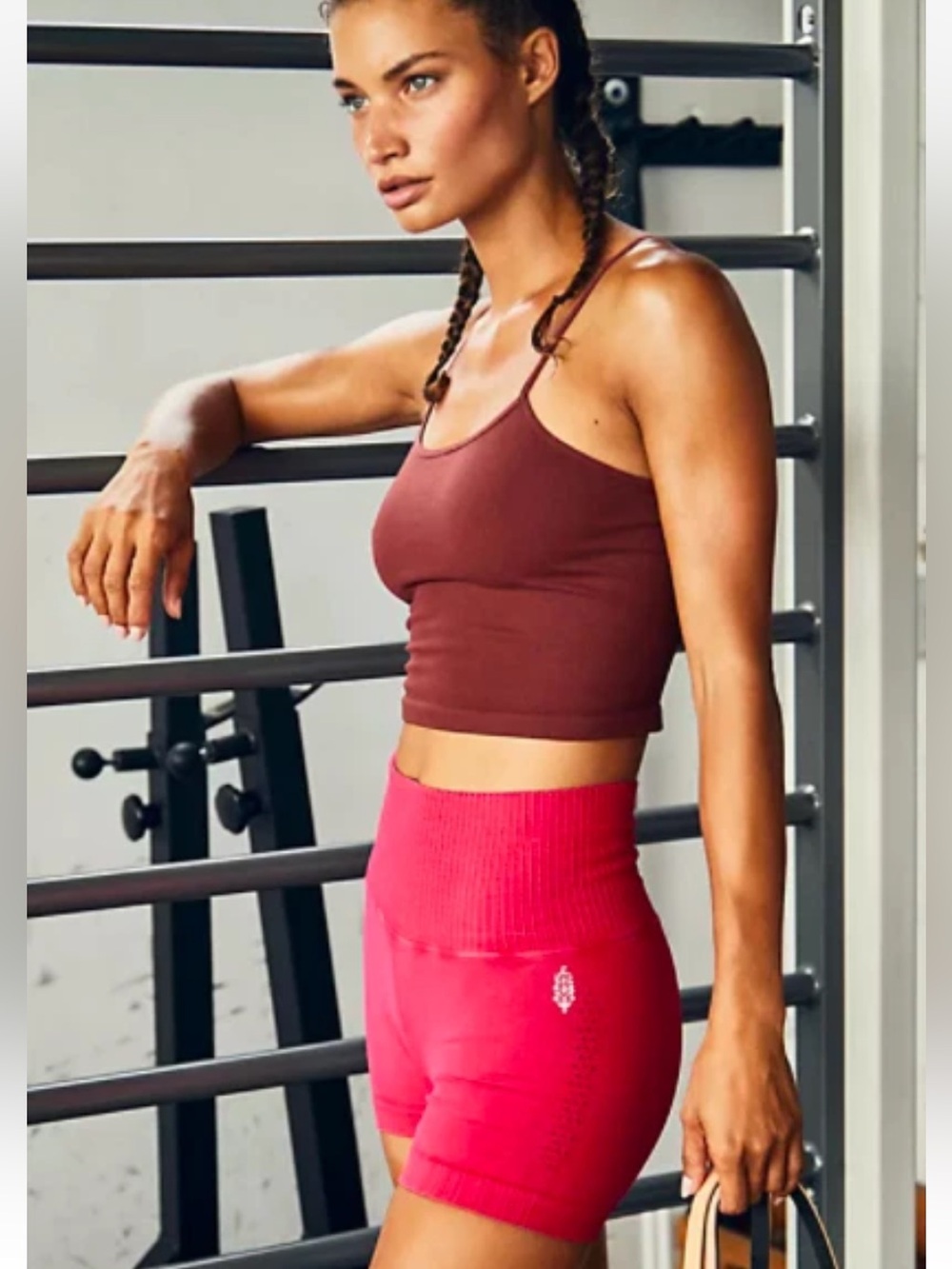 NWOT Free People Movement Good Karma Running Shorts hot pink M/L